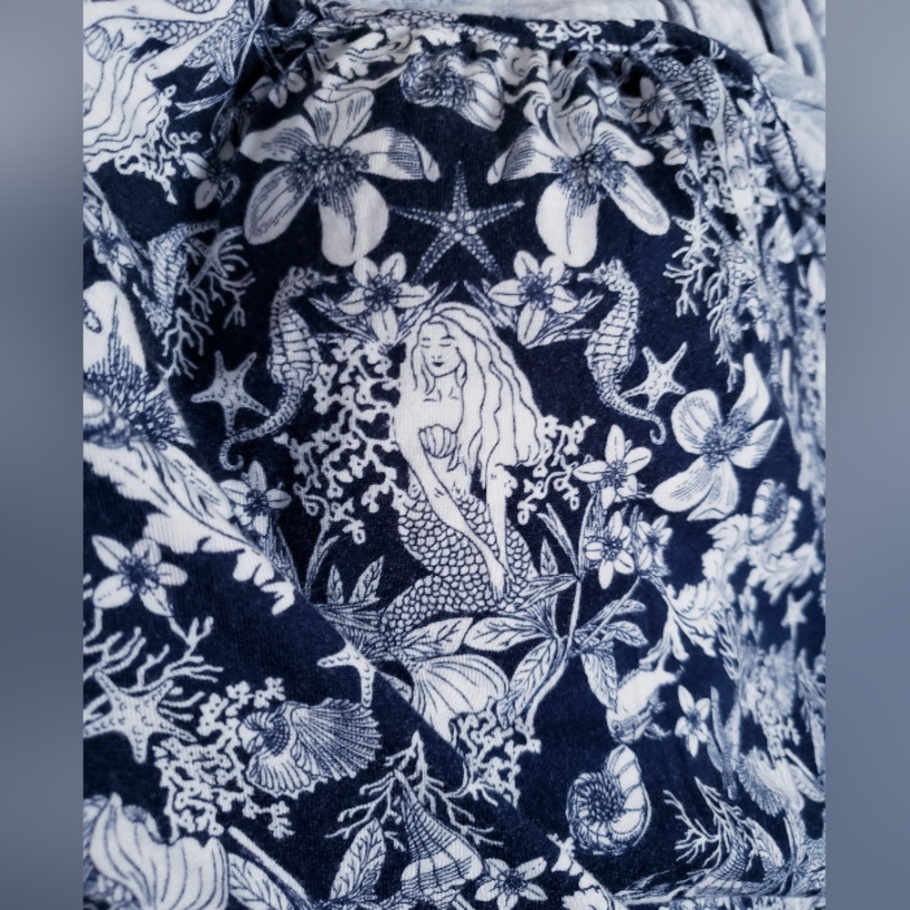 Mermaid Blouse | 12-14 | Gentle Ruffles Floral and Seahorse Pattern by Joyspun